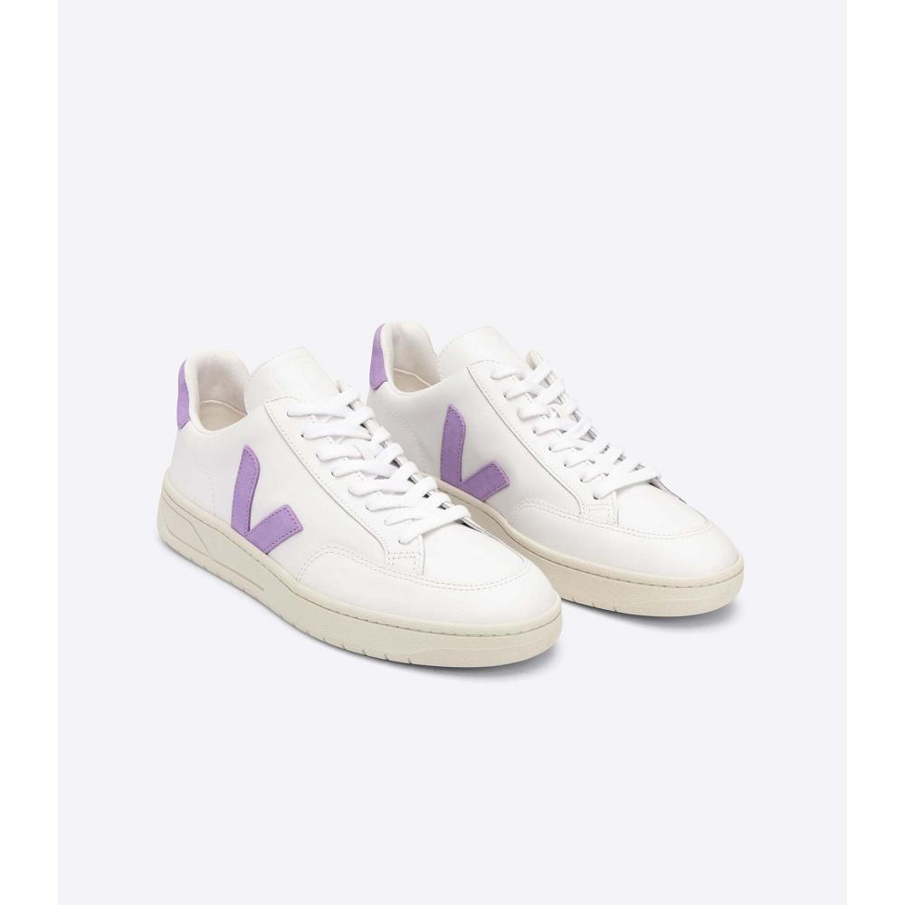 Αθλητικά Παπούτσια γυναικεια Veja V-12 LEATHER White/Purple | GR 677SGL